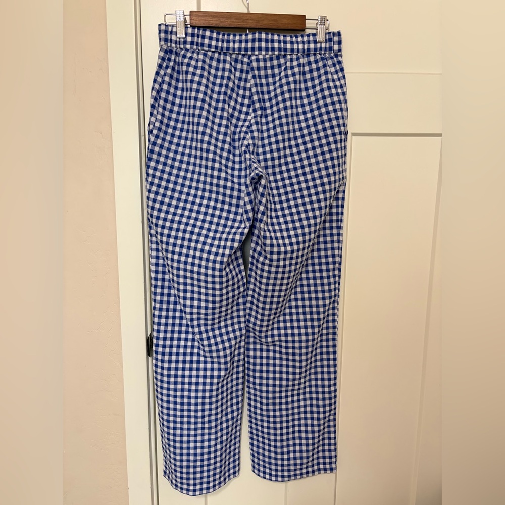 Sonderhaus Perfect Pants Wide Leg 100% Cotton Size XS Blue Gingham - Picture 4 of 11